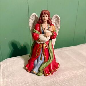 Vintage Homco #1432 Angel Holding Baby Figurine 7.5" Tall Christmas Gift Holiday